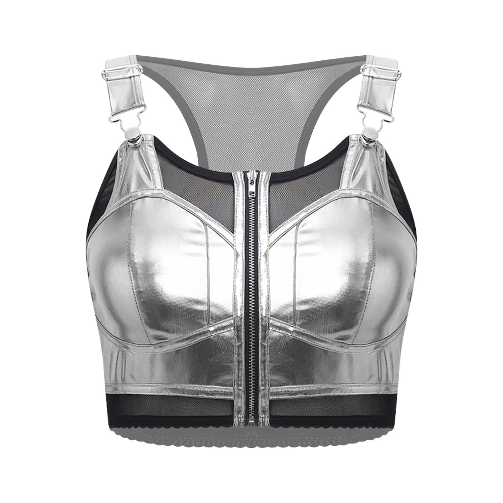 Women Metallic Shiny Punk Styl - Suspender Tank Top recension och pris